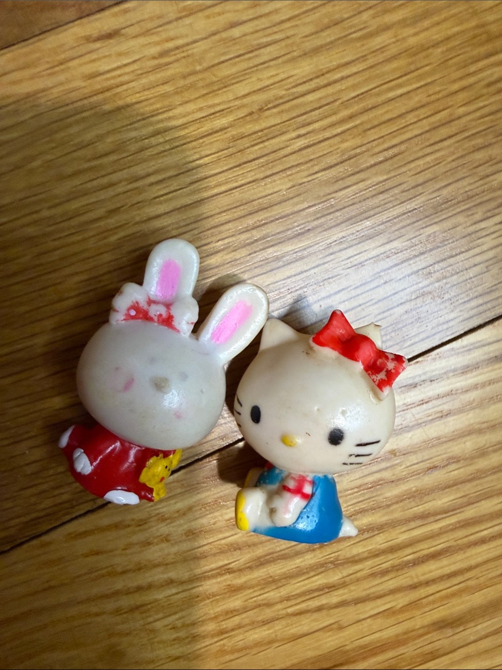 Vintage Sanrio Hello Kitty Bunny Pencil Toppers Movable Heads Set of 2